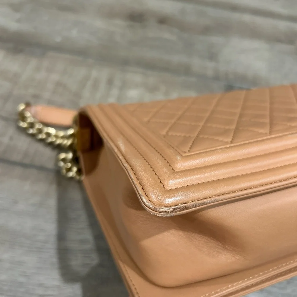 Chanel Camel Quilted Lambskin Boy Bag - Picture 14 of 15